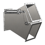 Industrial angled divert damper for controlling airflow in ventilation systems.
