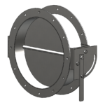 Industrial round manual balancing damper for adjusting airflow in duct systems.
