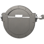 Circular relief damper for industrial ventilation systems.