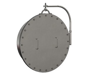 Advanced industrial round access door providing convenient access to ventilation components for inspection and servicing