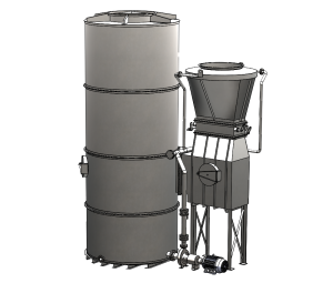 Industrial ventilation venturi scrubber for removing pollutants from air streams.